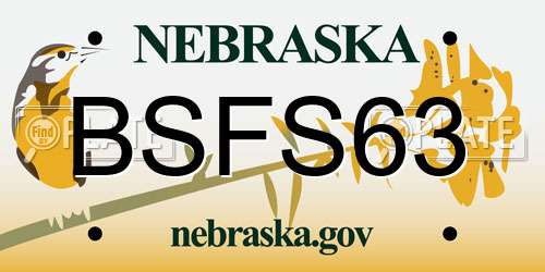 BSFS63 Nebraska License Plate