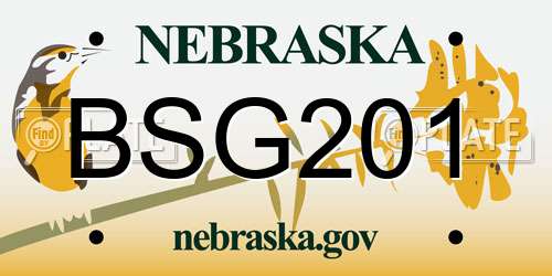 BSG201 Nebraska License Plate