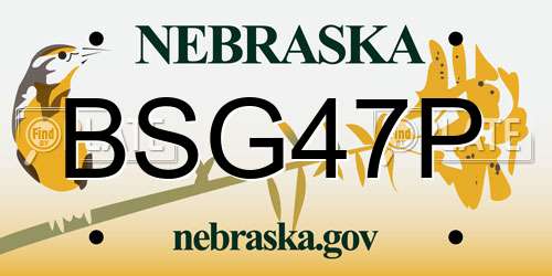 BSG47P Nebraska License Plate