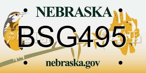 BSG495 Nebraska License Plate