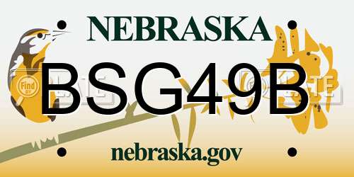BSG49B Nebraska License Plate