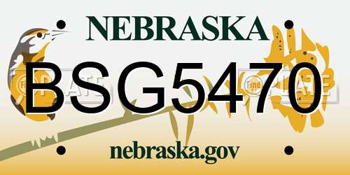 BSG5470 Nebraska License Plate