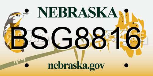 BSG8816 Nebraska License Plate