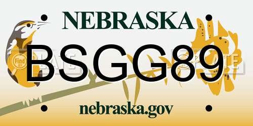 BSGG89 Nebraska License Plate