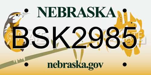 BSK2985 Nebraska License Plate