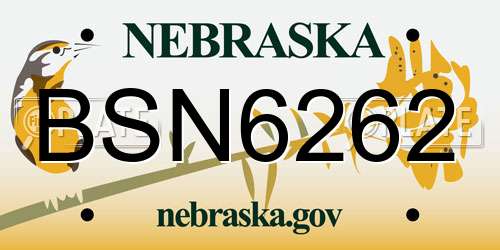 BSN6262 Nebraska License Plate