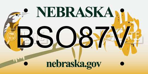 BSO87V Nebraska License Plate