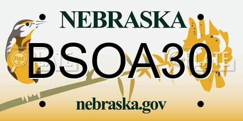 BSOA30 Nebraska License Plate