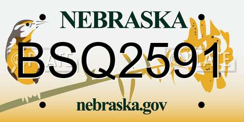 BSQ2591 Nebraska License Plate