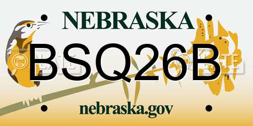 BSQ26B Nebraska License Plate