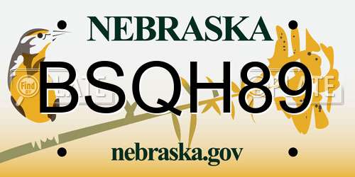 BSQH89 Nebraska License Plate