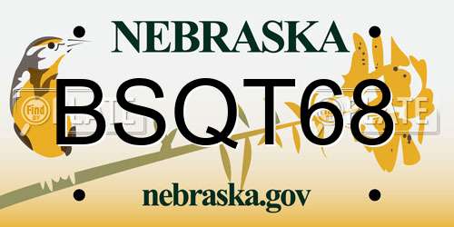 BSQT68 Nebraska License Plate