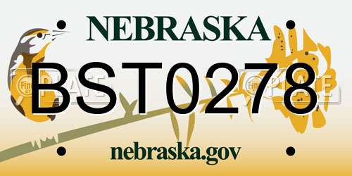 BST0278 Nebraska License Plate