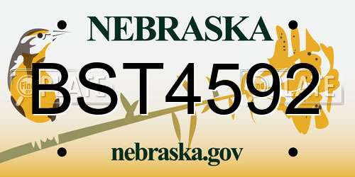 BST4592 Nebraska License Plate