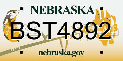 BST4892 Nebraska License Plate