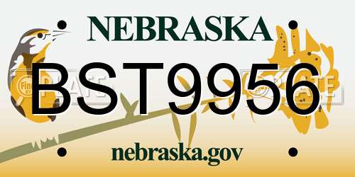 BST9956 Nebraska License Plate