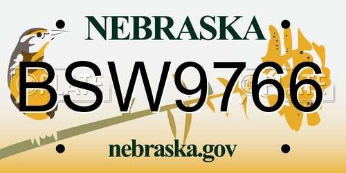BSW9766 Nebraska License Plate