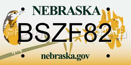 BSZF82 Nebraska License Plate