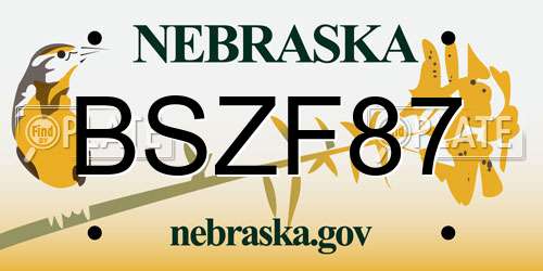BSZF87 Nebraska License Plate