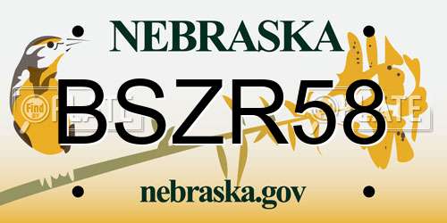 BSZR58 Nebraska License Plate