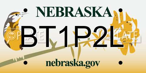 BT1P2L Nebraska License Plate
