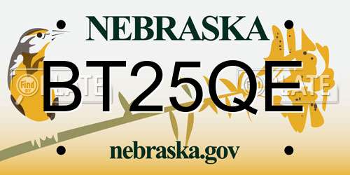 BT25QE Nebraska License Plate