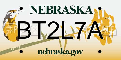 BT2L7A Nebraska License Plate