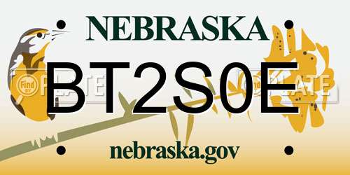 BT2S0E Nebraska License Plate