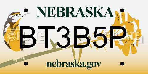 BT3B5P Nebraska License Plate