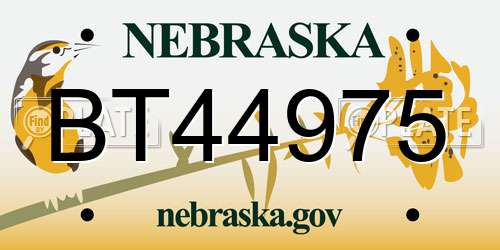 BT44975 Nebraska License Plate
