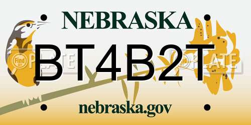 BT4B2T Nebraska License Plate