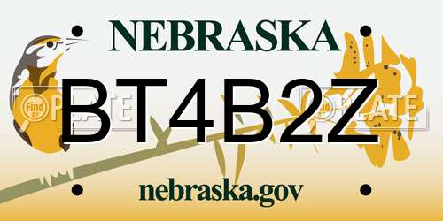 BT4B2Z Nebraska License Plate
