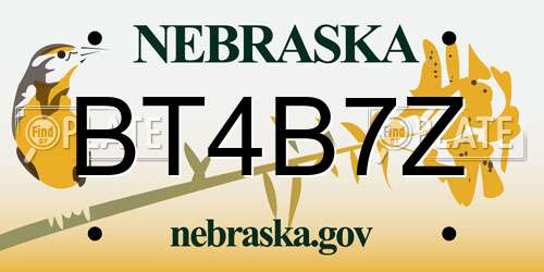 BT4B7Z Nebraska License Plate