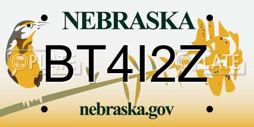 BT4I2Z Nebraska License Plate