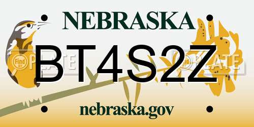 BT4S2Z Nebraska License Plate
