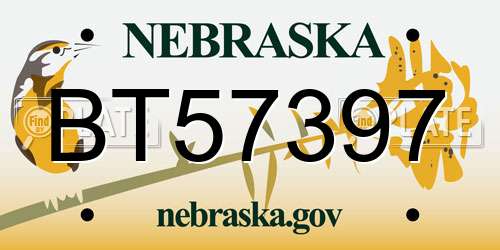 BT57397 Nebraska License Plate