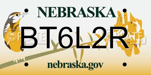 BT6L2R Nebraska License Plate