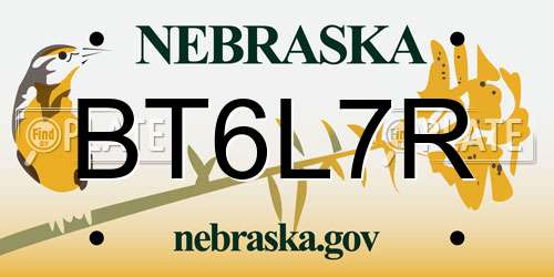 BT6L7R Nebraska License Plate