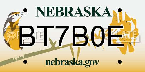 BT7B0E Nebraska License Plate