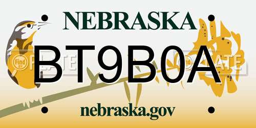 BT9B0A Nebraska License Plate