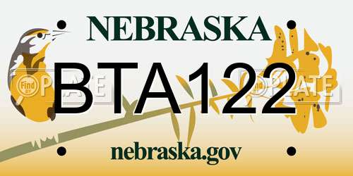 BTA122 Nebraska License Plate