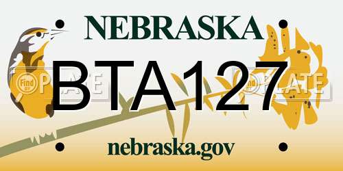 BTA127 Nebraska License Plate