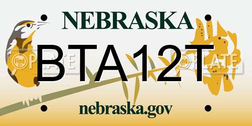BTA12T Nebraska License Plate