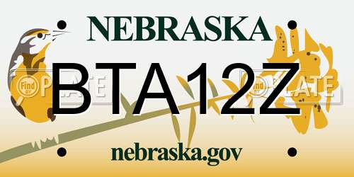 BTA12Z Nebraska License Plate
