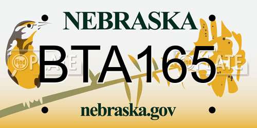BTA165 Nebraska License Plate