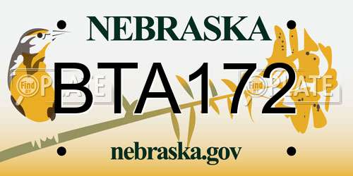 BTA172 Nebraska License Plate