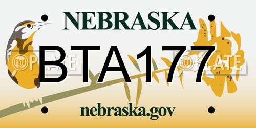 BTA177 Nebraska License Plate