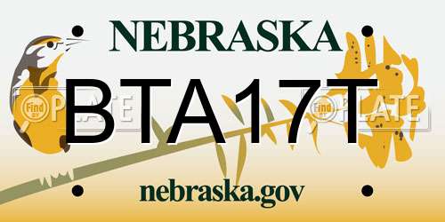 BTA17T Nebraska License Plate