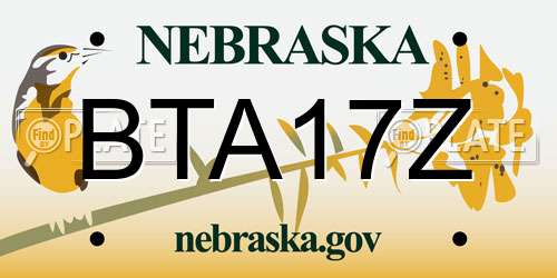 BTA17Z Nebraska License Plate