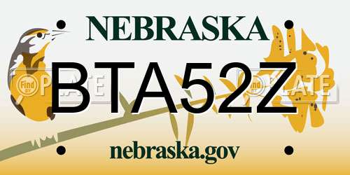 BTA52Z Nebraska License Plate